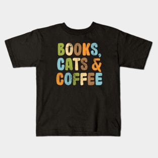 Books, Cats & Coffee Kids T-Shirt